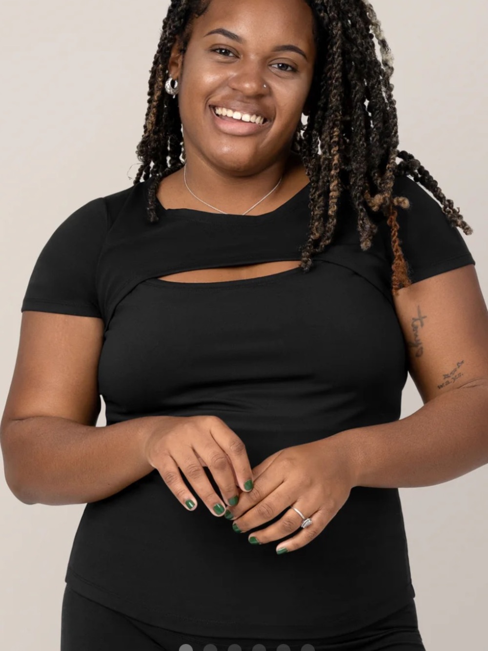 Kindred Bravely Black Short-Sleeve Cutout Nursing Tee